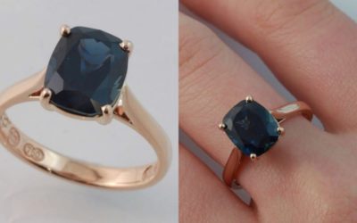 Sapphire and rose gold engagement ring