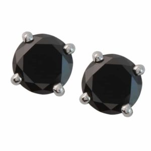 18 carat white gold black diamond stud earrings.