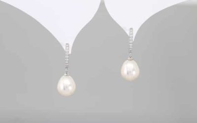 119668 : Pearl & Diamond Drop Earrings