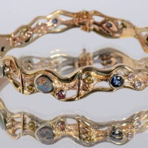 Australian gemstone bracelet, hand made opal bracelet, 'Straya' bracelet, custom made bracelets, designer jewellery, custom made designs, Australian gemstone bracelet, Greg John, Abrecht Bird Jewellers