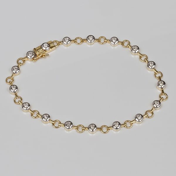 gold diamond bracelet, round link diamond bracelet, two tone bracelet, two tone diamond bracelet