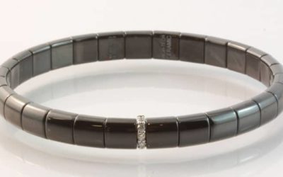 119792 : Black Ceramic & Diamond Set Bracelet