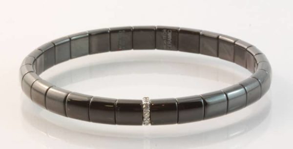 Black ceramic and 18 carat white gold diamond set bracelet