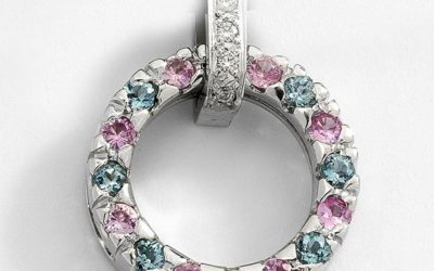 116170 : Pink Sapphire, Aquamarine & Diamond Pendant