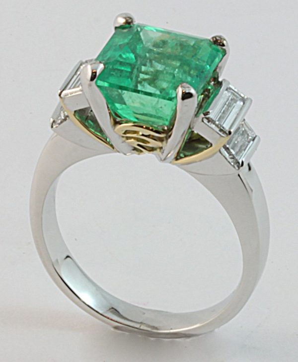 emerald and diamond ring, Abrecht Bird jewellers, Abrecht Bird, custom made jewellery, emerald ring, Greg John, Greg John designs