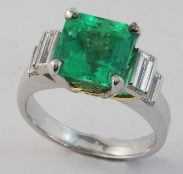emerald and diamond ring, Abrecht Bird jewellers, Abrecht Bird, custom made jewellery, emerald ring, Greg John, Greg John designs