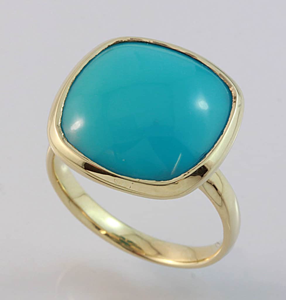 Turquoise, Yellow Gold and Turquoise Ring