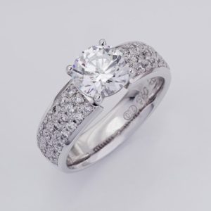 18ct white gold hand crafted multi diamond ring with a 1.50ct centre.
