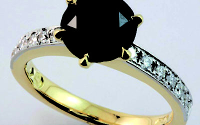 119413 : Two Tone Black and White Diamond Engagement Ring