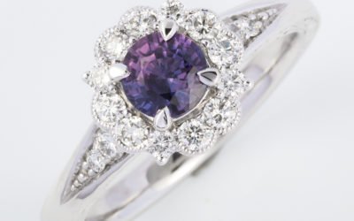 119667 : Purple Sapphire & Diamond Ring