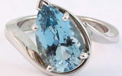 Pear shaped aquamarine ring