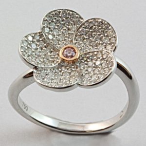Pink diamond ring, Argyle diamond ring, Argyle flower ring, diamond flower ring