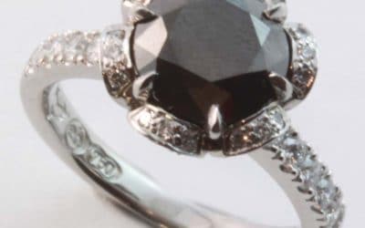 120179: Black & White Diamond Hand Made Engagement Ring