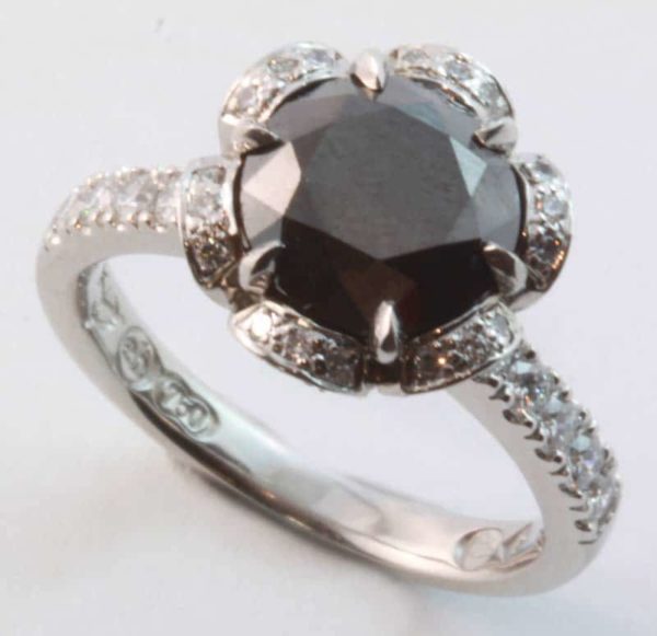 Black diamond engagement ring, Abrecht Bird, Abrecht Bird Jewellers