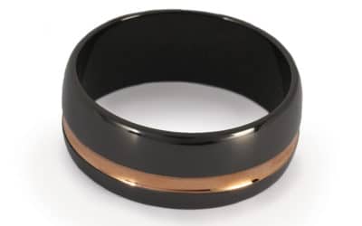 119525 : Zirconium & Rose Gold Wedding Ring