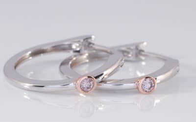 120293 : Pink Diamond Hoop Earrings