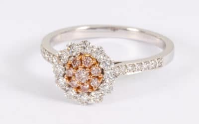 120300 : Pink & White Diamond Halo Ring