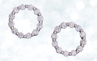 120359 : 9 Carat White Gold Open Circle Diamond Stud Earrings