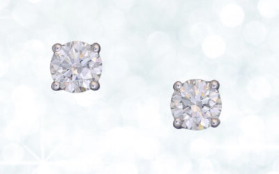 120457 : 18 Carat White Gold Four Claw Diamond Stud Earrings