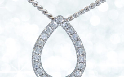 120521 : 9 Carat White Gold Pear Shaped Diamond Necklet