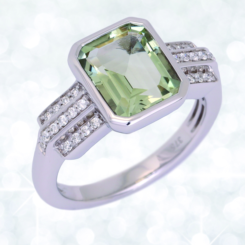 Green and white sale stone ring