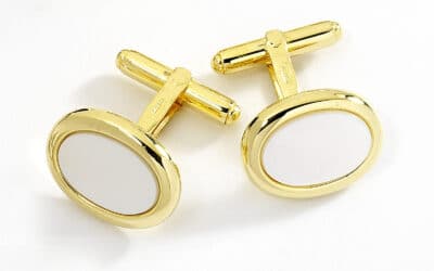 116158 : 9 Carat Yellow Gold Mother Of Pearl Cufflinks