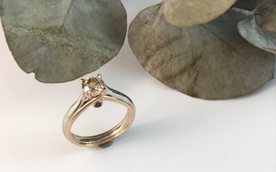 c120661 : 18 Carat Rose & White Gold Cognac Diamond Ring With Side Set Diamonds