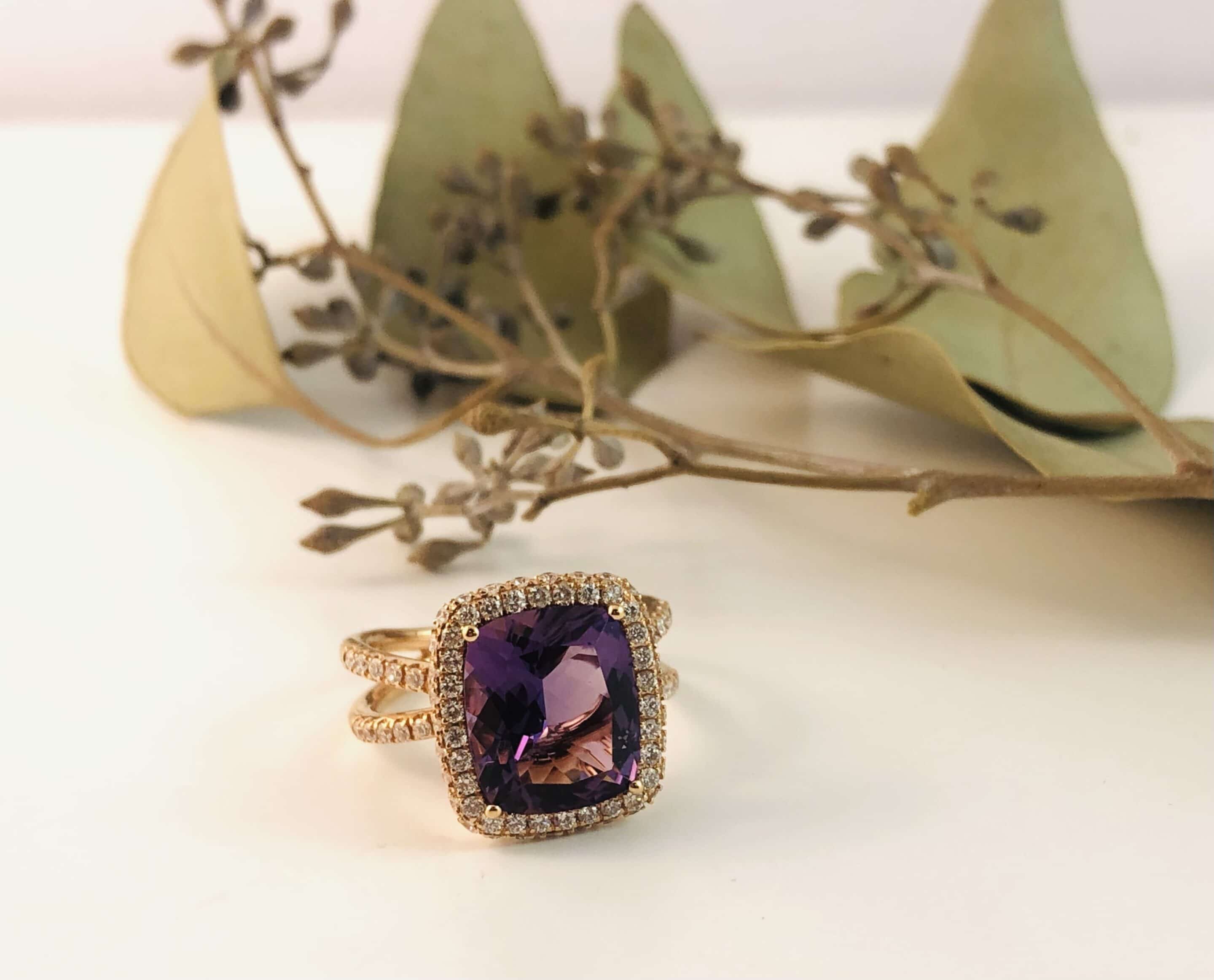 9ct Rose Gold Pink Amethyst & Diamond Ring | Goldmark (AU)