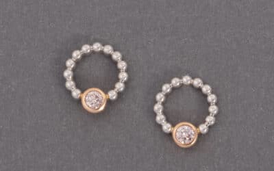 120683 : 18 Carat White & Rose Gold Arygle Pink Diamond Earrings