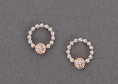 Argyle earrings, Argyle diamonds, pink diamond, pink diamond earrings, two tone earrings, pink, diamond earrings, Abrecht Bird Jewellers