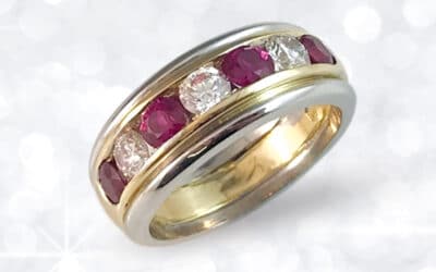 120689 : 18 Carat Yellow & White Gold Ruby & Diamond Ring