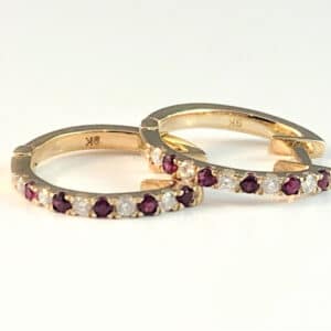 ruby, diamond, ruby and diamond earrings, gold earrings, ruby hoops