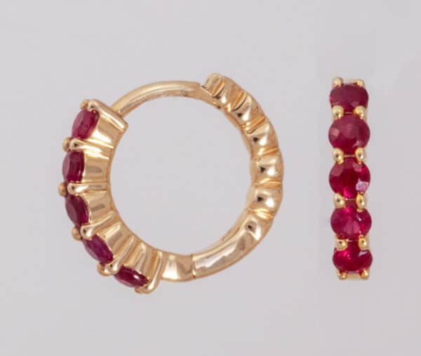 ruby, earrings, ruby earrings, ruby hoop earrings, hoops, red