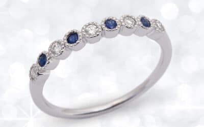 120708 : 9 Carat White Gold Sapphire & Diamond Ring