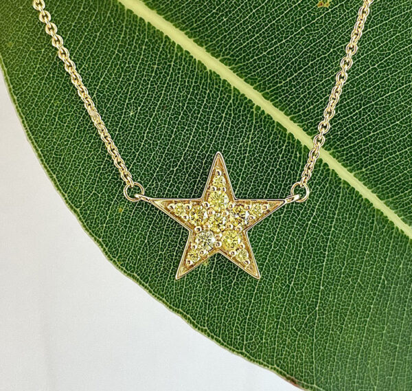 star necklace, Abrecht Bird Jewellers, yellow diamond, diamond necklace, diamond star