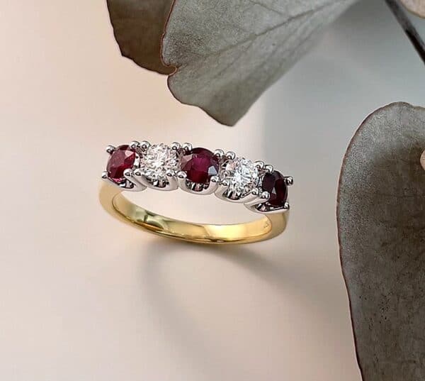 Abrecht Bird, Abrecht Bird Jewellers, ruby, diamond, ruby and diamond ring, ruby anniversary, two tone ring, ruby, ruby and diamond