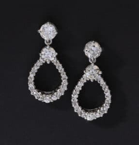 Abrecht Bird Jewellers, hand crafted jewellery, design your own jewellery, diamond earrings, diamond drops, reusing your old diamonds, white gold earrings, bespoke jewellery, Australian made jewellery, Melbourne jeweller, Greg John