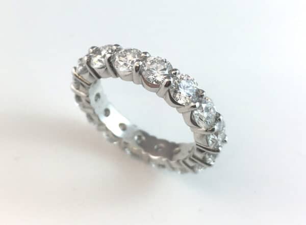 4 carat diamond ring, Abrecht Bird Jewellers, hand crafted jewellery, diamond wedding ring, 4 carat diamond wedding ring, full circle diamond ring, diamond anniversary ring,