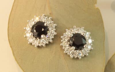 120830 : 9 Carat White Gold Sapphire & Diamond Earrings