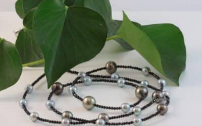 120780 : Sterling Silver Tahitian & Akoya Pearl Necklace With Spinel Beads