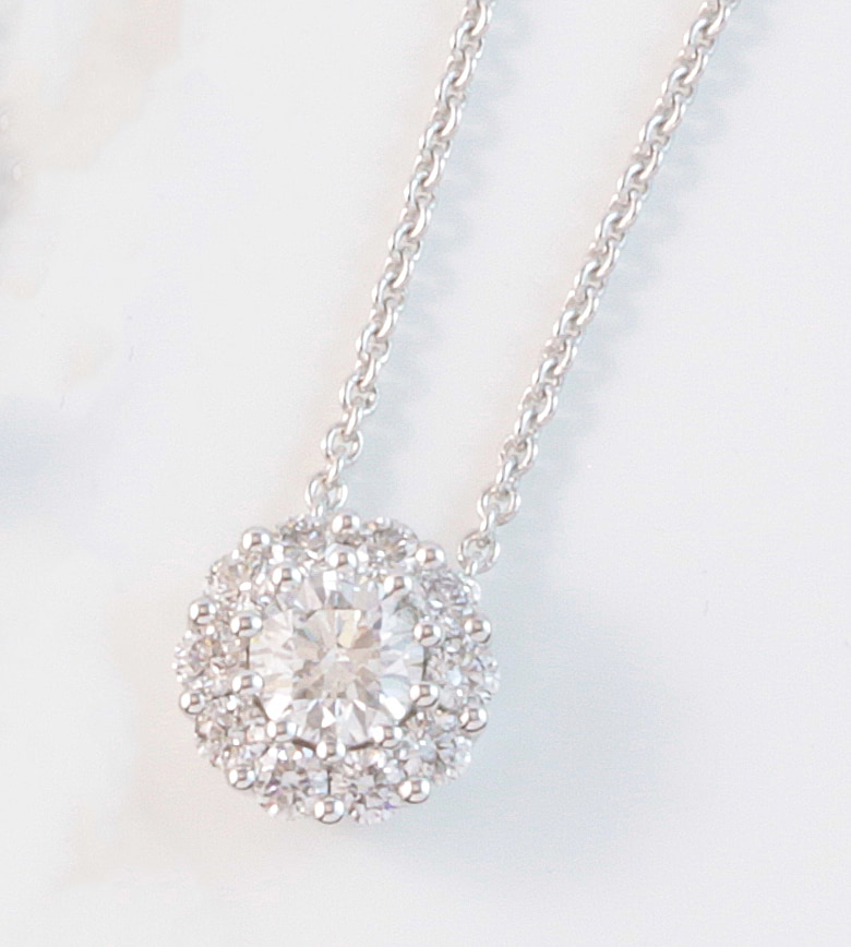 14k White Gold Bezel Set Diamond Donut Slide Pendant Necklace 16 Inch New |  eBay
