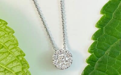 121142 : 9 Carat White Gold Diamond Cluster Slider Pendant & Chain