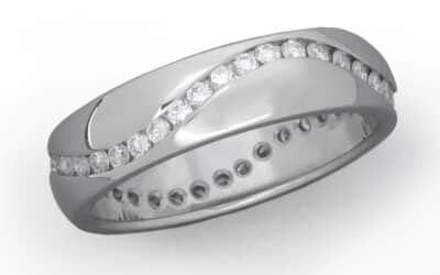 20007881 : 18 Carat White Gold Diamond Channel Set Wave Ring