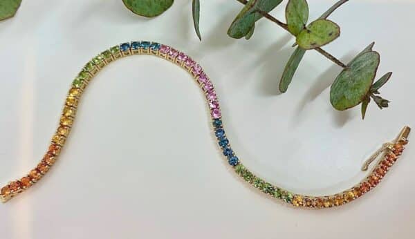 Rainbow sapphire bracelet, Abrecht Bird, Abrecht Bird Jewellers, rainbow bracelet, bracelet, sapphire, sapphire bracelet, coloured bracelet,