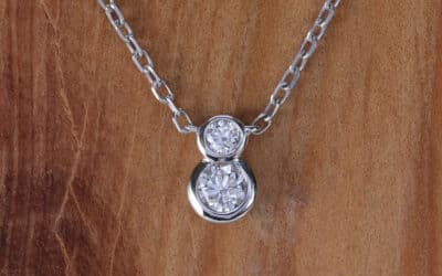 20011802 : 9 Carat White Gold 2 Diamond Necklace