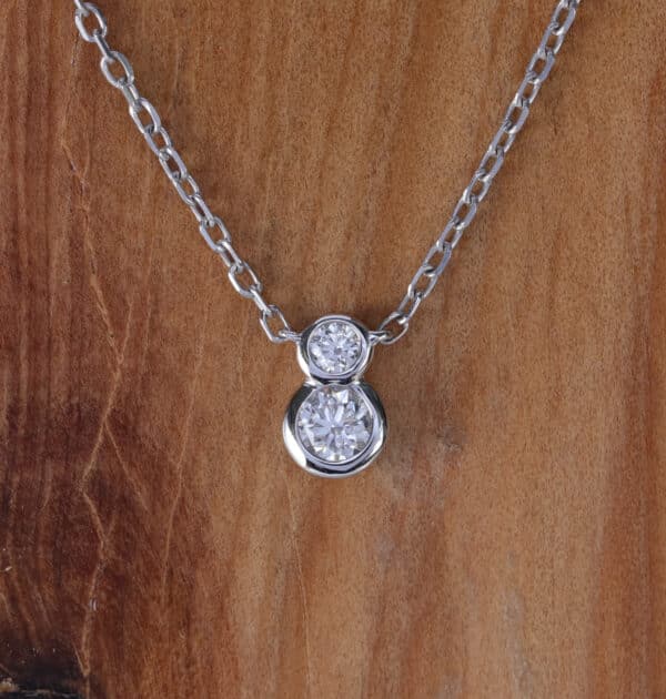 Abrecht Bird, Abrecht Bird Jewellers, 2 diamonds, round brilliant cut diamonds, white gold, necklace,