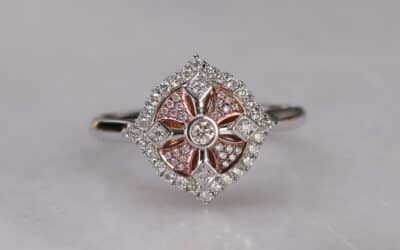 20018191 : 18 Carat White & Rose gold Pink & White Diamond Cluster Ring