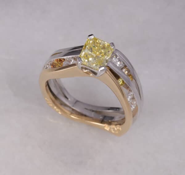 Abrecht Bird, Abrecht Bird Jewellers, Greg John, Yellow diamond, handmade, yellow gold, white gold, ring,